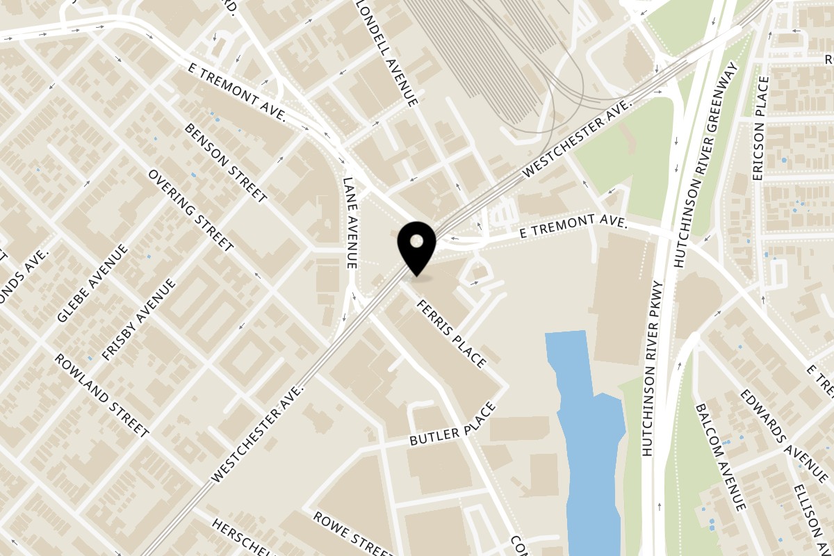 Map showing the location of Vibra To Go on 127 Westchester Ave Unit 2 in Bronx